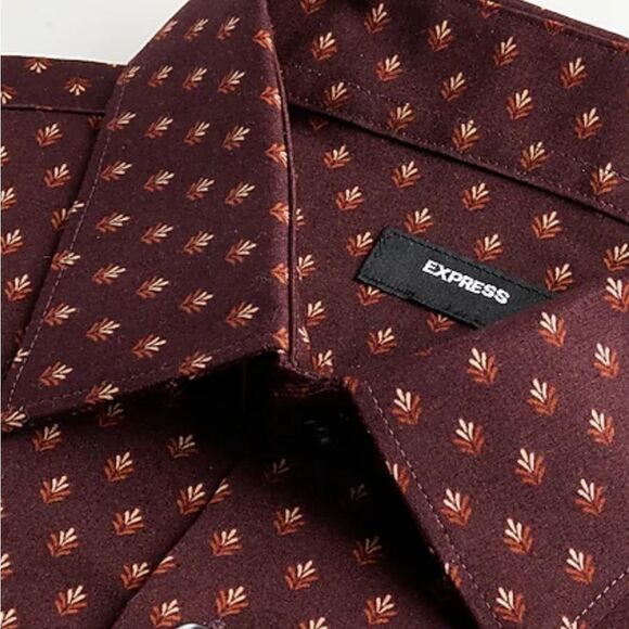 Slim Geo Print Stretch 1MX Dress Shirt,size M - Picture 2 of 3